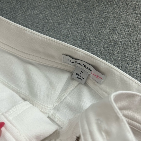 Isaac Mizrahi Live White Stretch Wide Leg Jeans - Picture 3 of 4